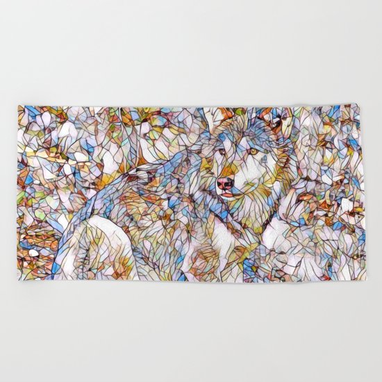 Animal ArtStudio 1216 Wolf Beach Towel