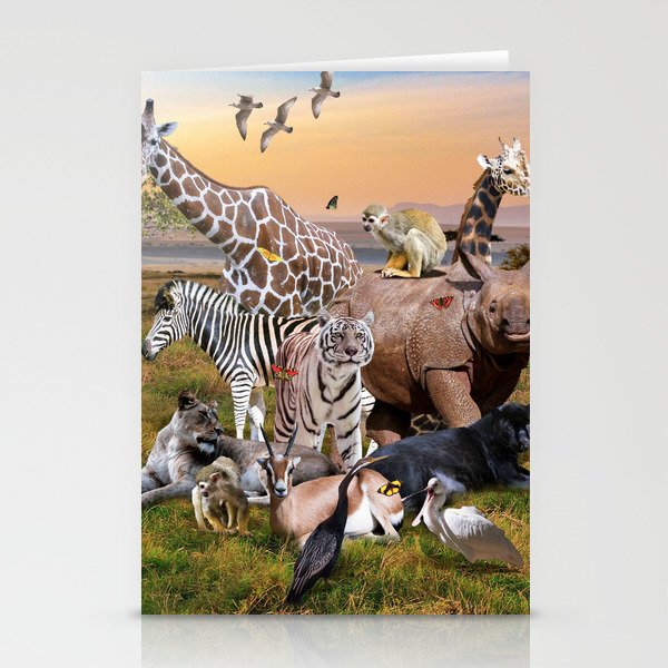Desert African Animal Animals Group Scene Stationery Cards