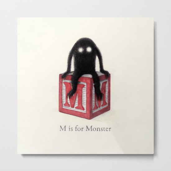 M is for Monster Metal Print
