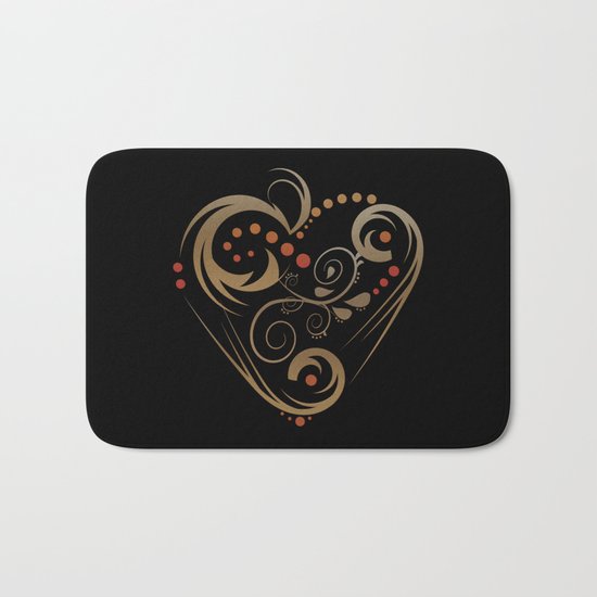 GOLDEN HEART (valentine art deco abstract love) Bath Mat