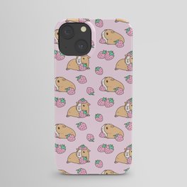 Pink Strawberries and Guinea pig pattern iPhone Case