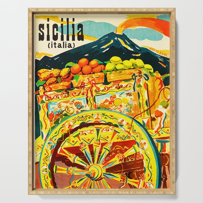 Sicily Italy Vintage Travel Ad Serving Tray