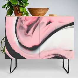 Modern pink marble and black Credenza