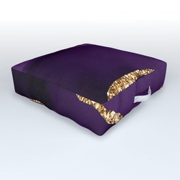 Purple Amethyst Faux Marble With Glitter Gold Veins Outdoor Floor Cushion