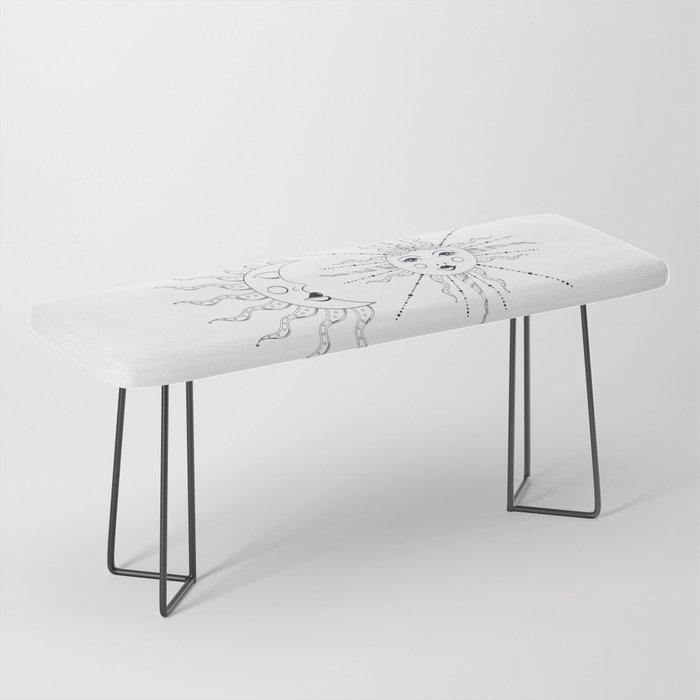 sun moon drawing Bench