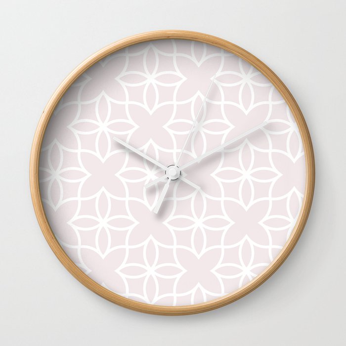Pale Pink and White Minimal Line Art Pattern 4 Pairs DE 2022 Popular Color Crystal Clear DE6008 Wall Clock