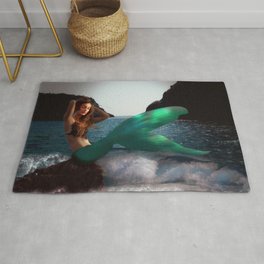 The Mermaid Rug | Water, Girl, Digital, Rocks, Digital Manipulation, Sea, Mermaid, Fairytale, Photo Collage, Children 