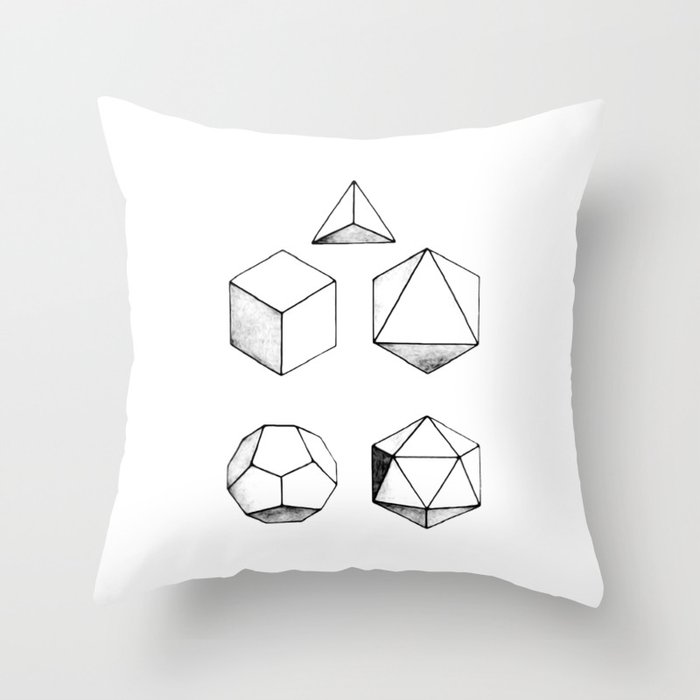 Five Platonic Solids Throw Pillow