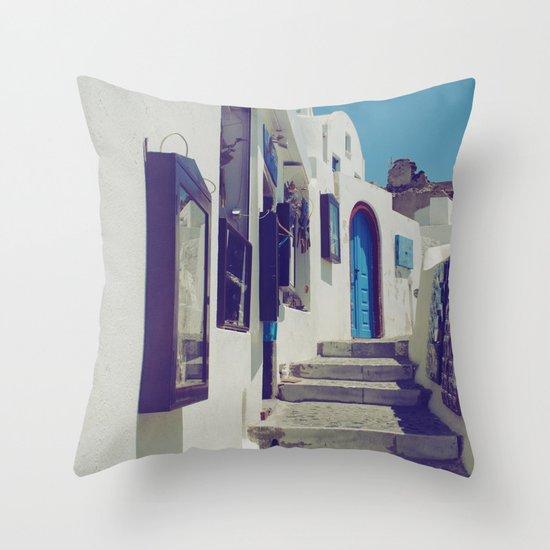 Santorini Walkway V Throw Pillow