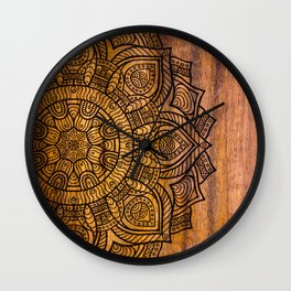 Mandala on Wood Wall Clock