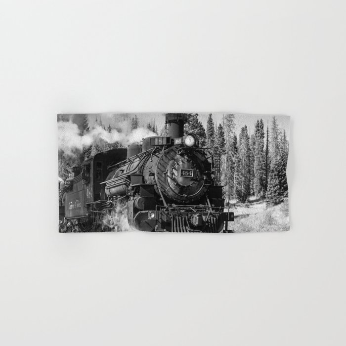 The 484 - Steam Engine Train Locomotive in Colorado in Black and White Hand & Bath Towel
