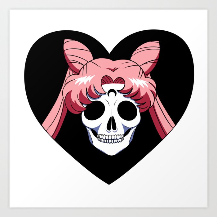 Goth Skull Dark Lady Heart (alt. Chibiusa / Sailor Mini Moon) Art Print