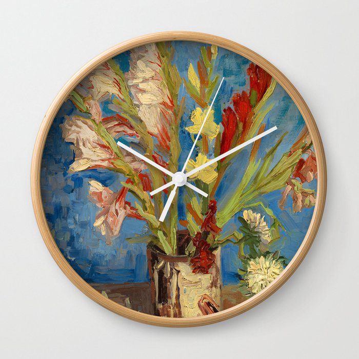 Vase with Gladioli and Chinese Asters, 1886 by Vincent van Gogh Wall Clock