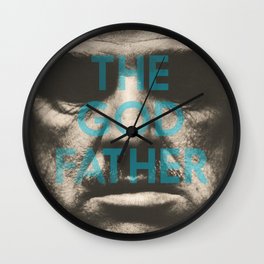 The Godfather, minimalist movie poster, Marlon Brando, Al Pacino, Francis Ford Coppola gangster film Wall Clock