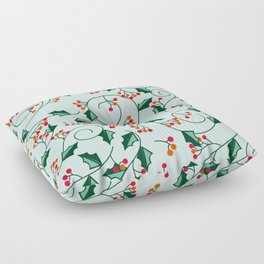 Calm minimal christmas leaves and berries pattern! Floor Pillow