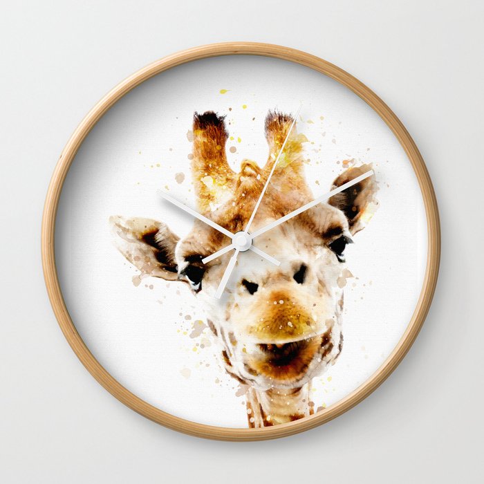 Giraffe watercolor art print safari animals nursery decoration Wall Clock