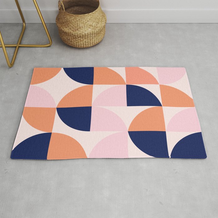 Modern Shapes in Pink, Blue, and Orange Rug