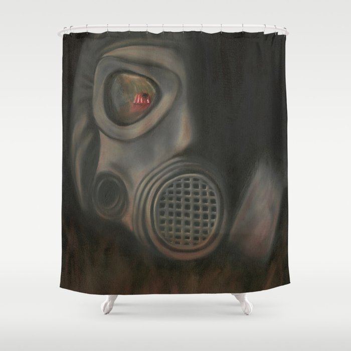 Freak Show Gas Mask Oil Painting Shower Curtain