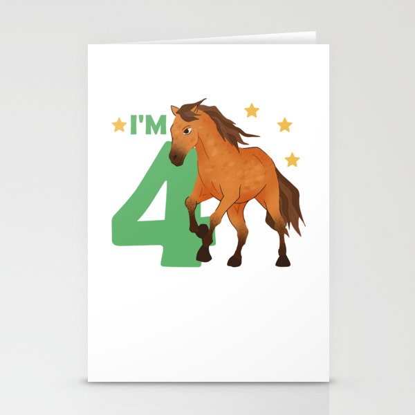 Children 4th Birthday Horse Four Years Old Rider Stationery Cards