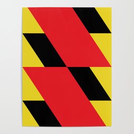 Red, Black polygons and yellow triangles, or yellow is the background.... Poster