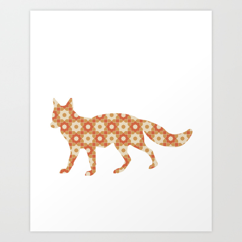 Fox Silhouette With Pattern Art Print By Deificusart Society6