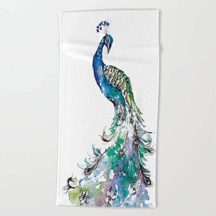 The Elegant Peacock Beach Towel