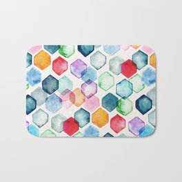 Watercolour Rainbow Hexagons Bath Mat