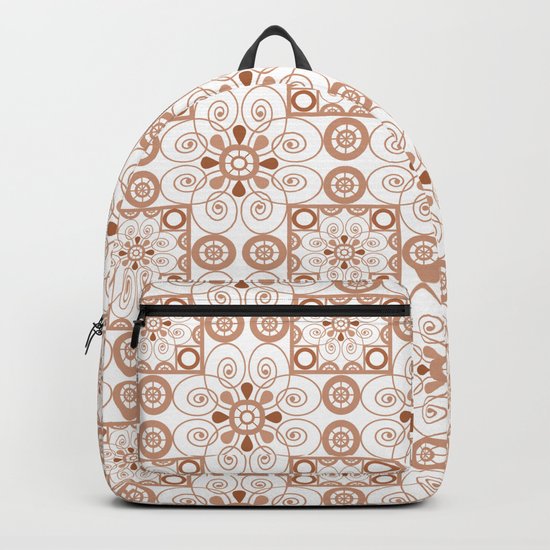Beige white ornament . Backpack