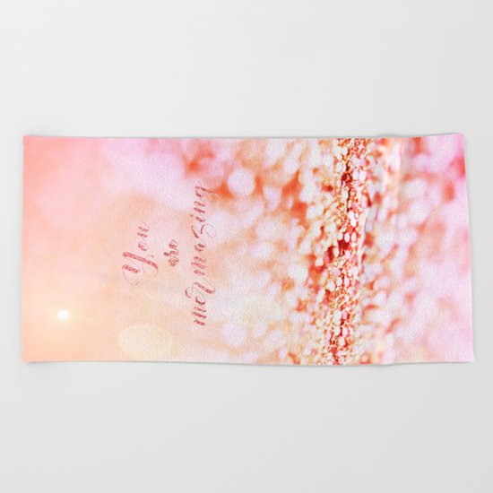 Mermaid pink glitter typography - You are mermazing Beach Towel