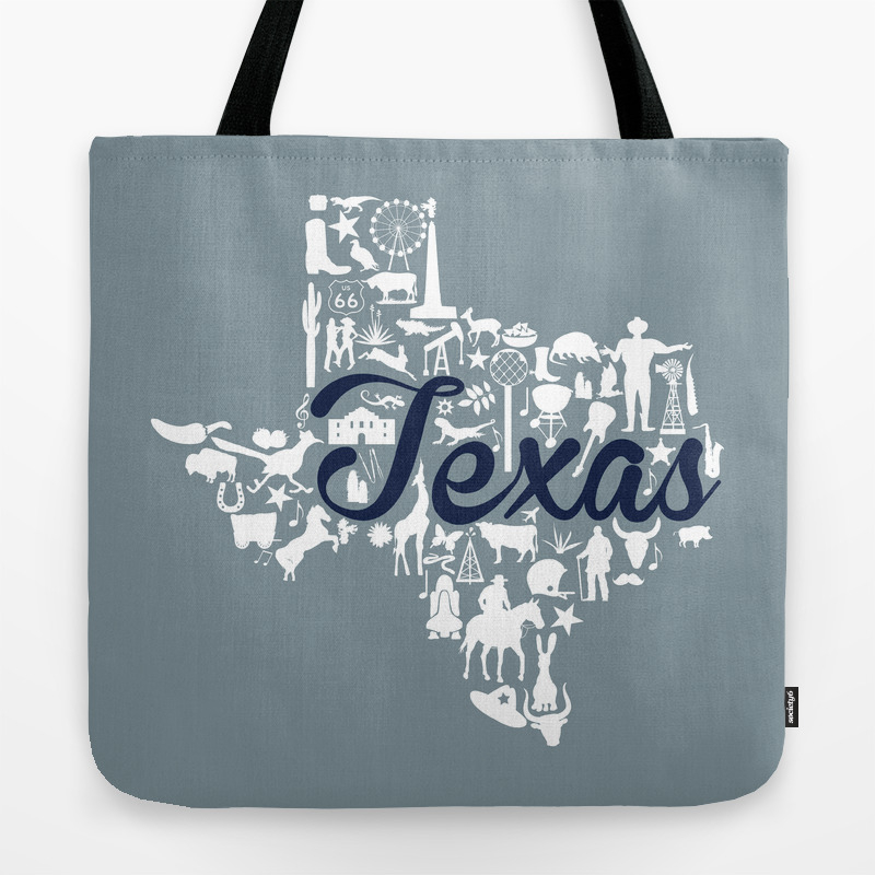 Dallas Cowboys Texas Landmark State Gray And Blue Theme Tote Bag