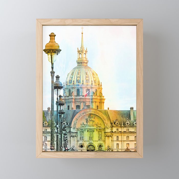 Paris France Les Invalides Cathedral Mixed Media Art Framed Mini Art Print