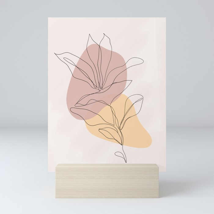 Abstract Minimalist Boho Flower Print Mini Art Print