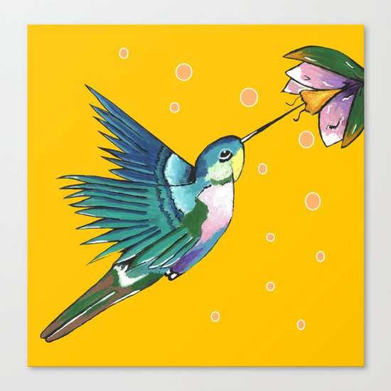 Hummingbird Yellow Canvas Print