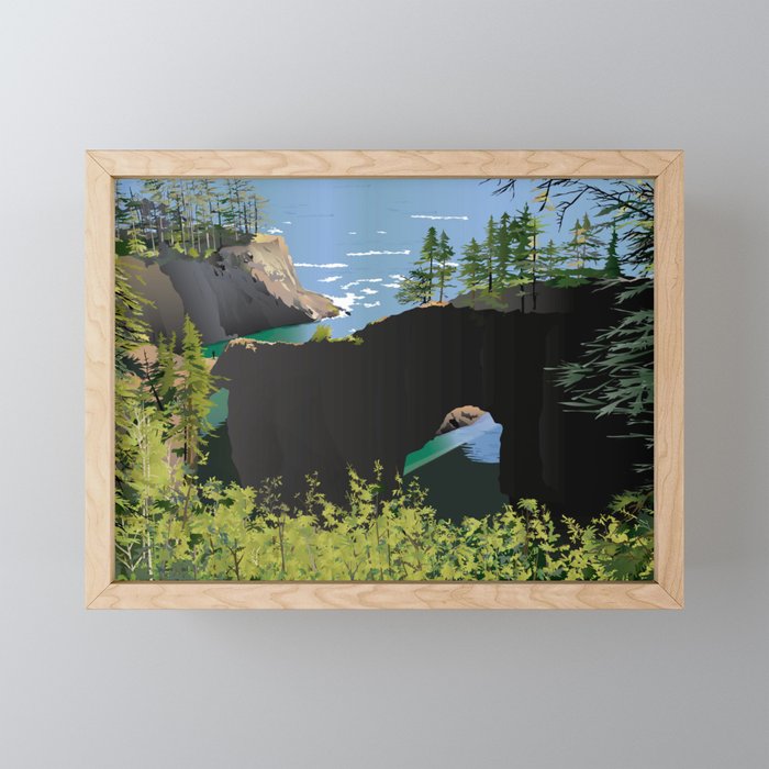 Southern Oregon Coast Natural Bridge Framed Mini Art Print