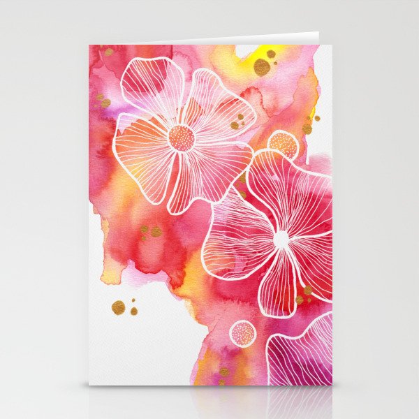 Colorful watercolor flowers Stationery Cards