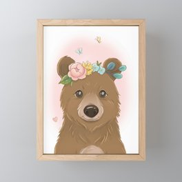 Floral Bear Framed Mini Art Print