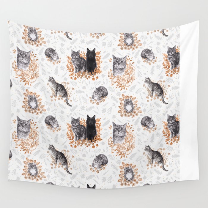 Le Chat Toile De Jouy Wall Tapestry By Loveraccoonsillustration Society6