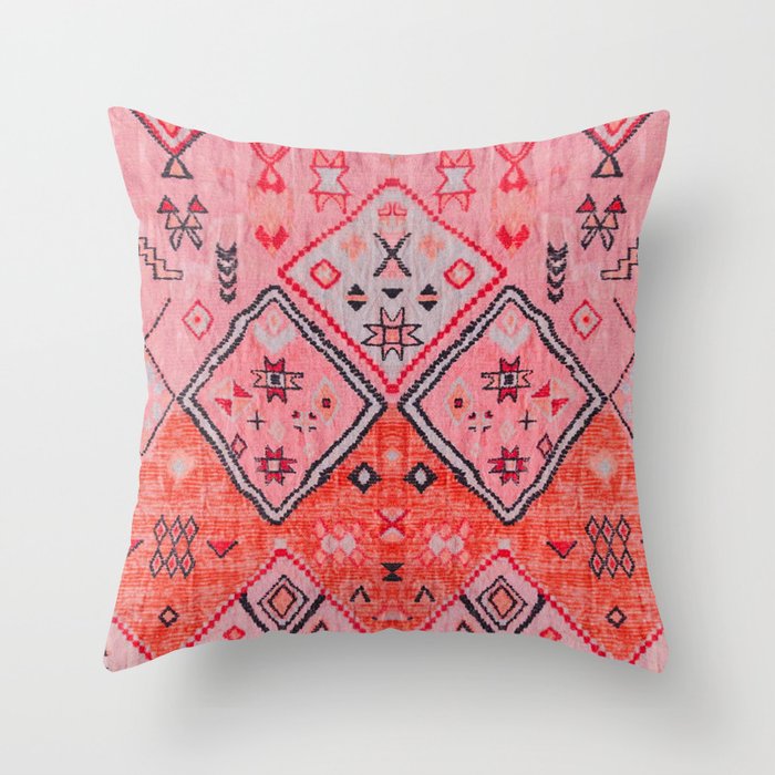 Red Oriental Boho Traditional Moroccan Fabric Style Throw Pillow by Arteresting Bazaar Society6