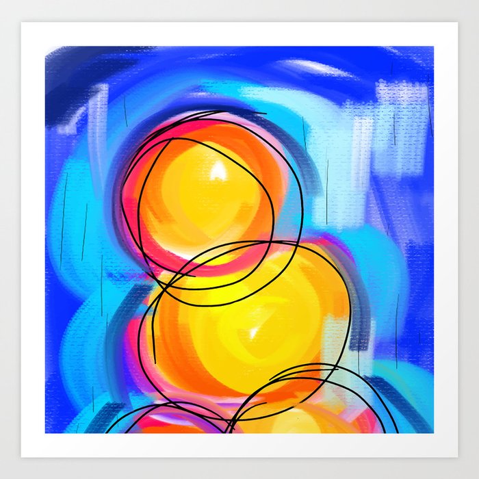 Paint Abstract Circle Blue Yellow Art Print By Carolsalazar Society6