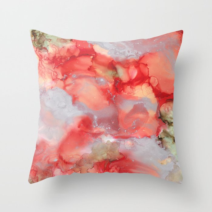 Alcohol Ink Big Red Throw Pillow By Stephaniesommerladbello