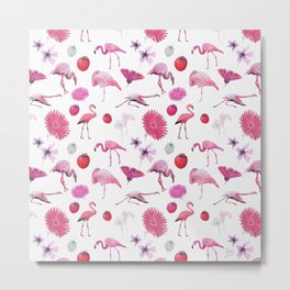 Flamingos, Fruit and Flowers Metal Print