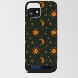 Folk Moon and Star Print in Teal iPhone Card Case