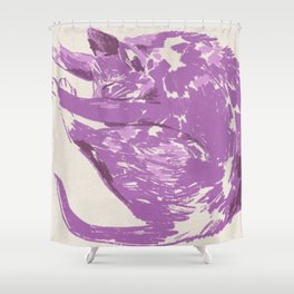 Purple Sleepy Cat Shower Curtain