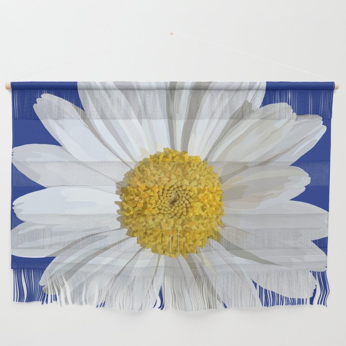 White marguerite blossom on blue  Wall Hanging