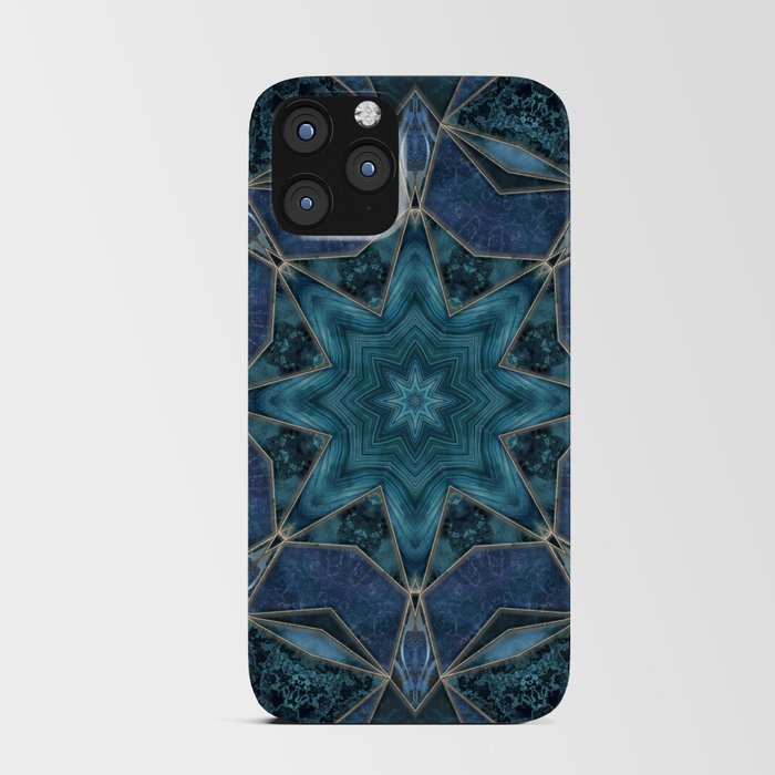 Elegant Blue Turquoise Marble Gemstone Mandala Design iPhone Card Case