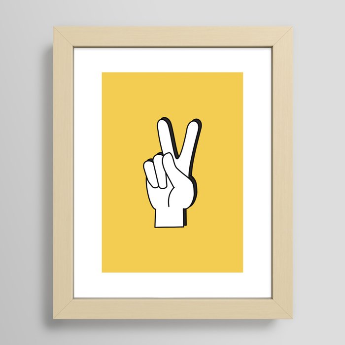 Peace Sign yellow Framed Art Print
