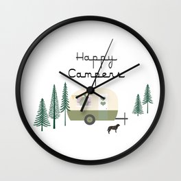 Happy Campers Sage Edition Wall Clock