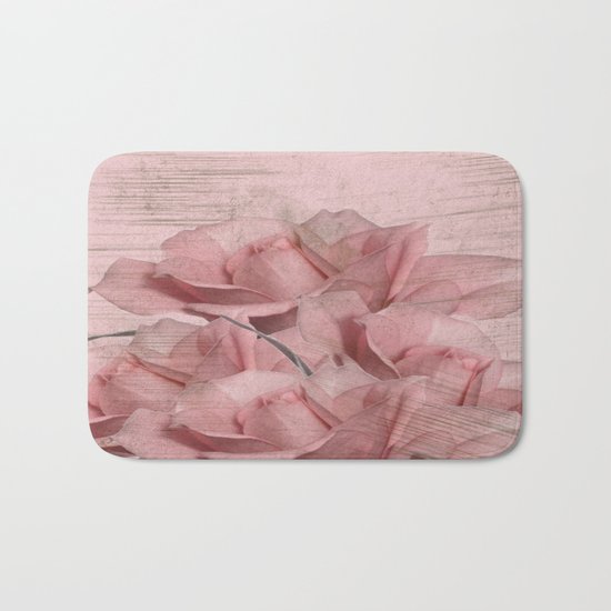 Vintage Pink On Pink Roses Bath Mat