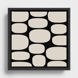 Minimalist Modern Abstract 231 Black and Linen White Framed Canvas