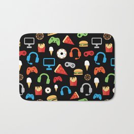 Video Game Party Snack Pattern Bath Mat